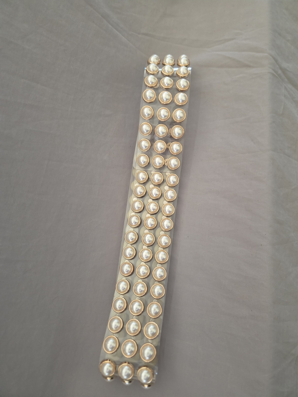 Pearl And Gold Embellished Clear Belt